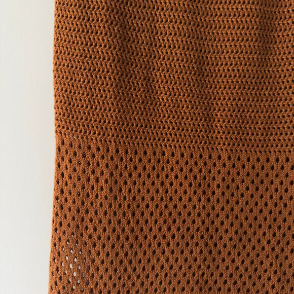 House of Harlow 1960 Revolve Fringe Hem Midi Skirt Elastic waist open knit slit - Picture 6 of 11